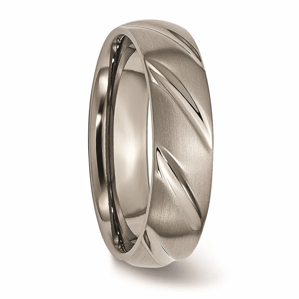 Titanium Swirl Design 6mm Satin Band | TB321