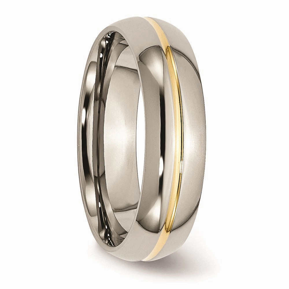Titanium Yellow IP-plated Grooved 6mm Polished Band | TB195