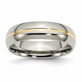 Titanium Yellow IP-plated Grooved 6mm Polished Band | TB195