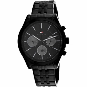Tommy Hilfiger Men's Watch - Ashton Black Dial Plated Steel Bracelet | 1791738