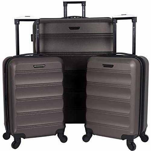 TPRC Carlow 3-Piece Hardside Expandable Spinner Luggage Set, Coffee Brown, (20/24/28)
