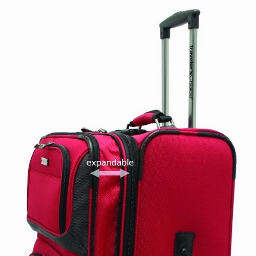 Traveler's Choice Conventional II Expandable Rugged Rollaboard Luggage, Red, Checked-Medium 25-Inch