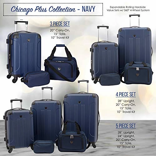 Travelers Club Sky  Luggage Set, Navy Blue, 3 Piece
