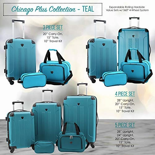 Travelers Club Sky  Luggage Set, Teal, 5 Piece