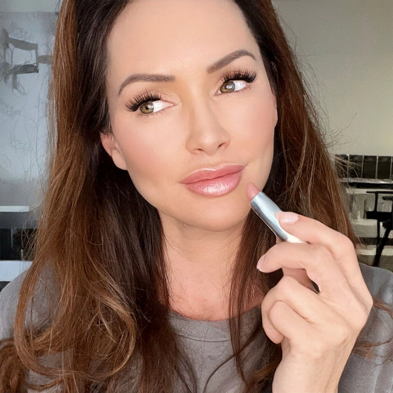 Trophy Wife Crme | A Frosted Pale Pastel Pink with Silver Shimmer Lipstick