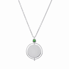 Tsavorite Silver Pivot Disc Pendant Necklace