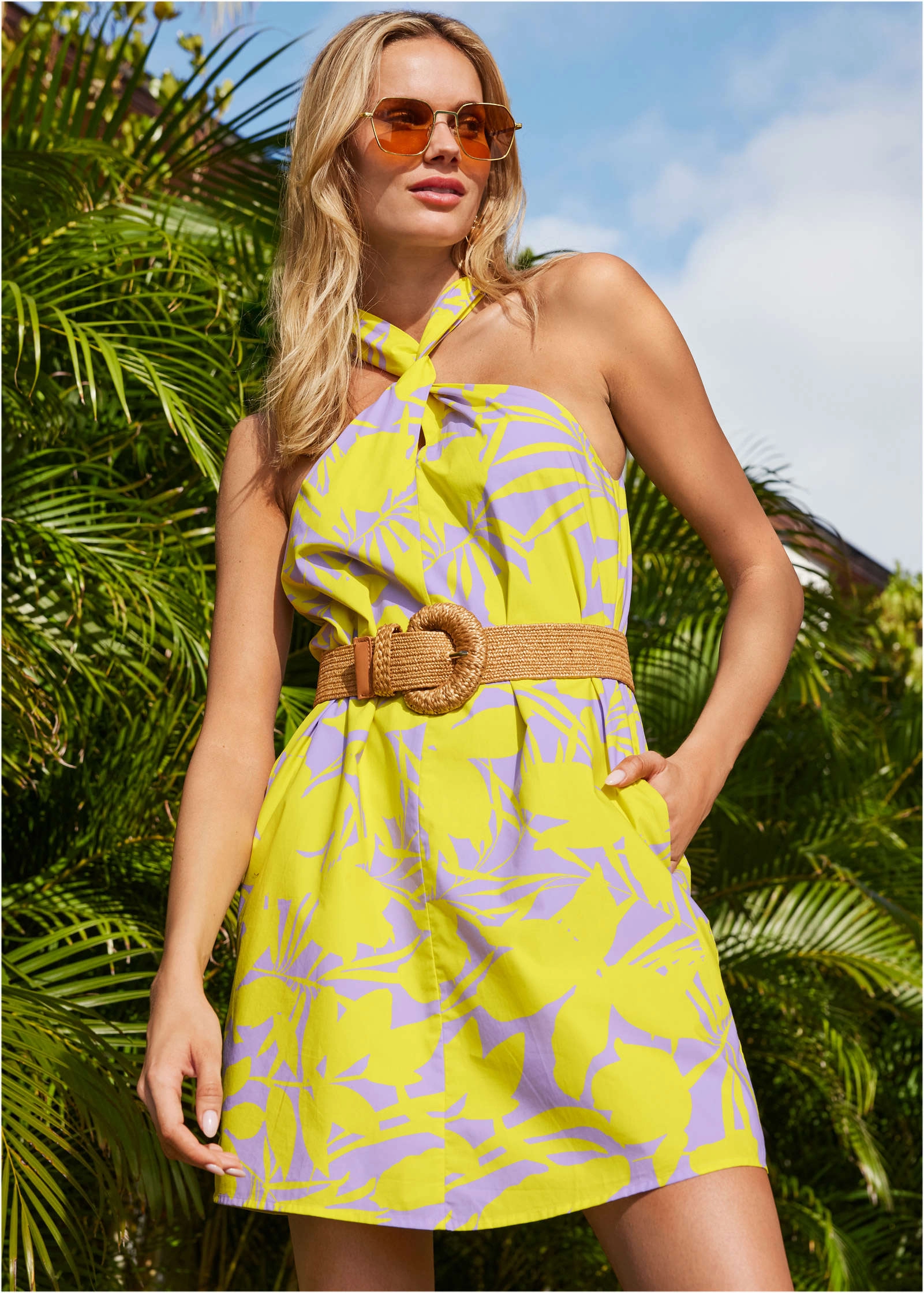 Twist Halter Dress - Exotic Shadow Floral