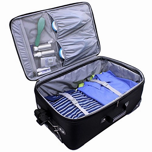 U.S. Traveler New Yorker Lightweight Softside Expandable Travel Rolling Luggage Set, Black/Grey, 4-Piece (15/21/25/29)