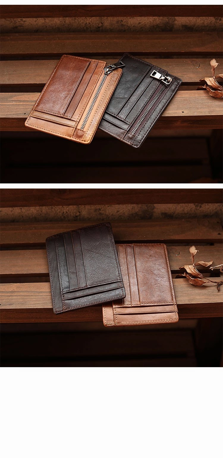 Ultra Thin Leather Mens Front Pocket Wallet Slim billfold Wallet License Small Wallet For Men