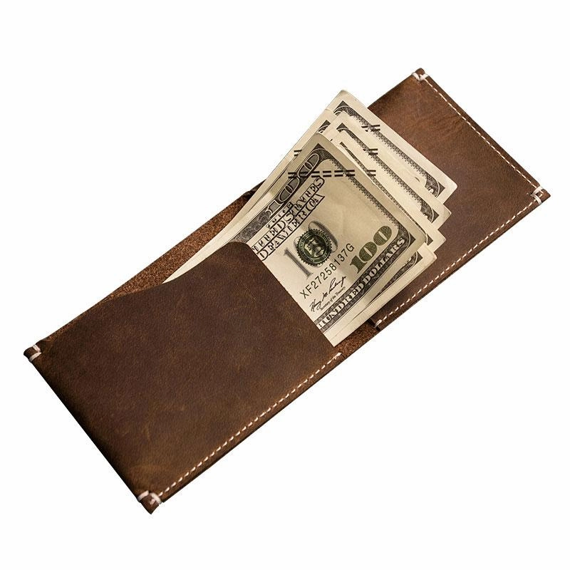 Unique Leather Men Slim Small Wallet Bifold billfold Vintage Wallet for Men