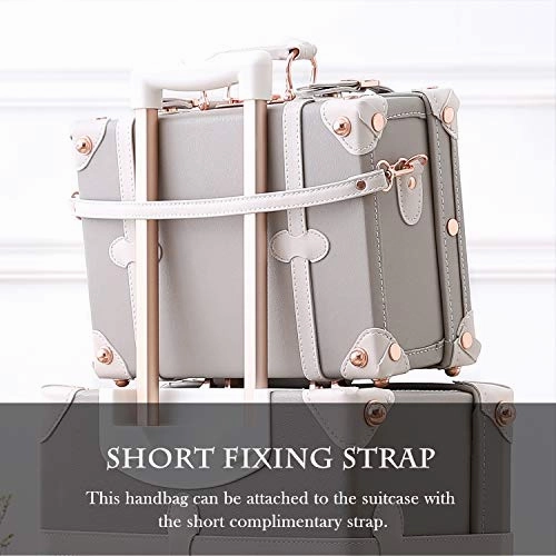 Unitravel Vintage Suitcase PU Little Handbag Cosmetic case Gray 12 inch (Gray)