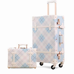 UNIWALKER Vintage Suitcase Set 20 inch Carry on Spinner Luggage with 12 inch Handbag for Women