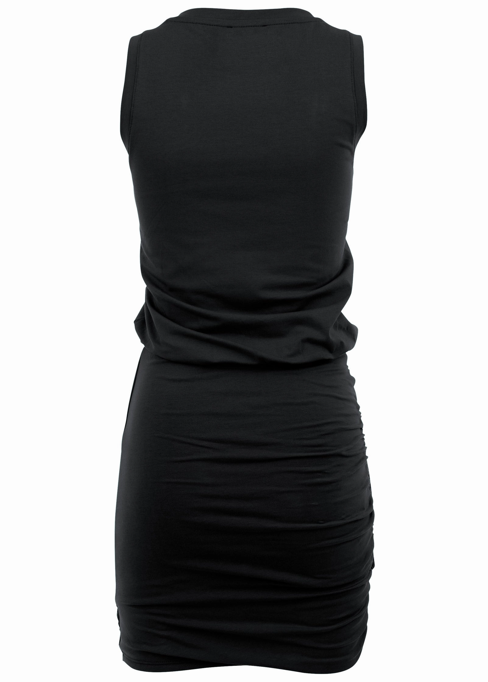 V-Neck Side Wrap Mini Dress - Black