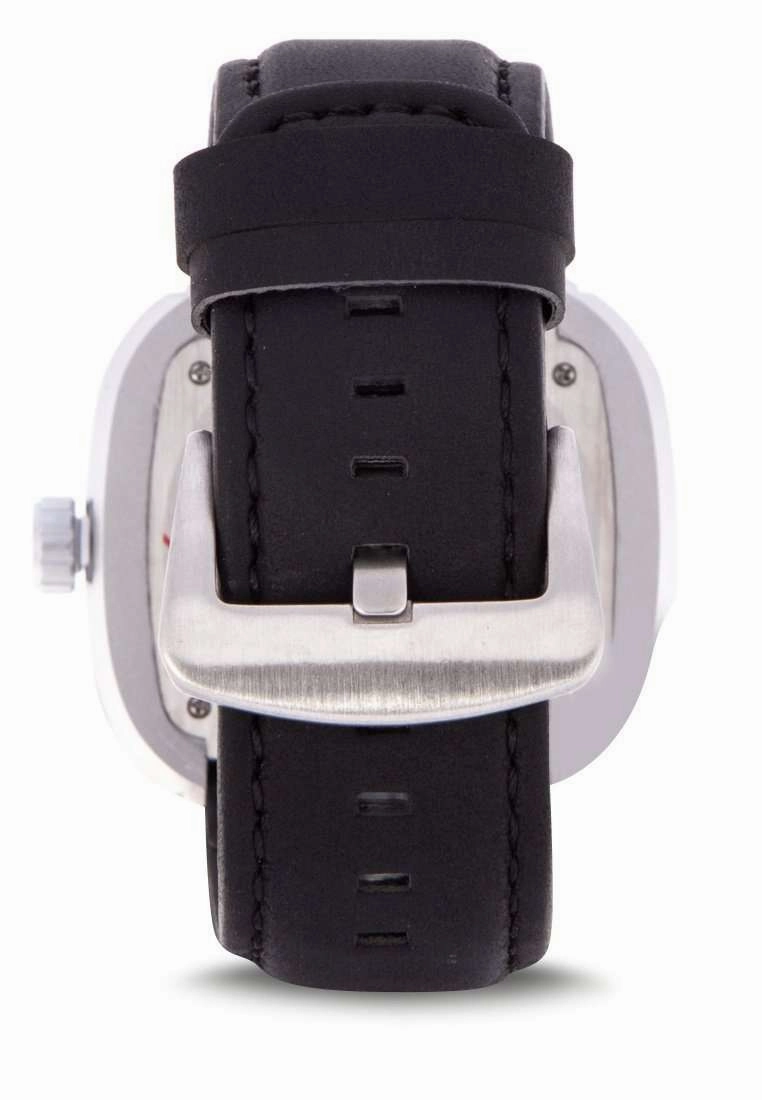 Valentino 20122151-BLK STRAP - SIL CASE - SILVER INDEX Black Leather Strap Watch for Men
