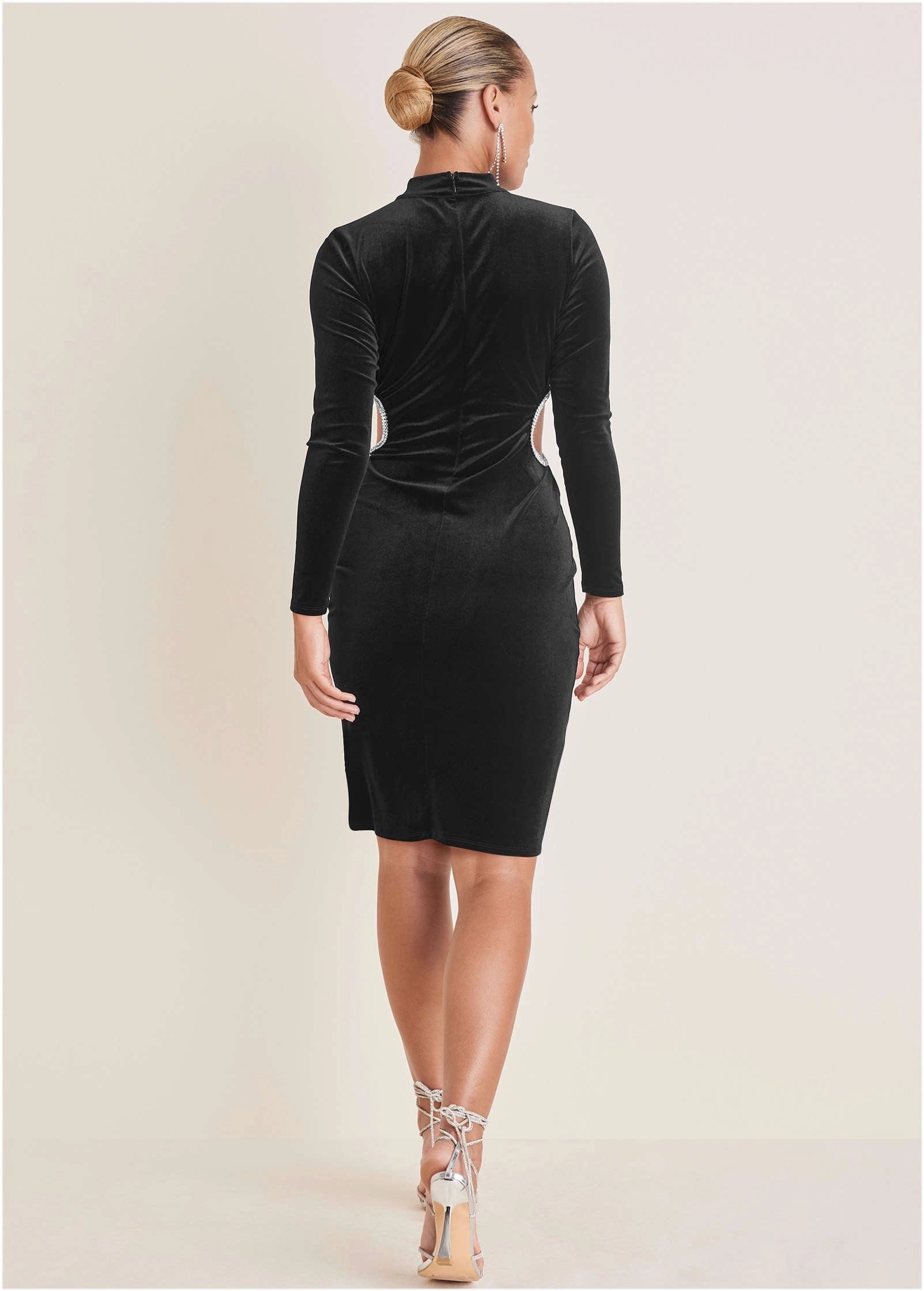 Velvet Cut Out Dress - Black
