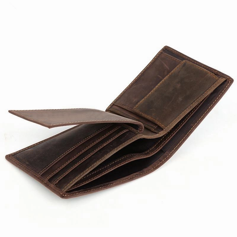 Vintage Bifold Leather Mens Wallet Small Wallet billfold Front Pocket Wallets for Men