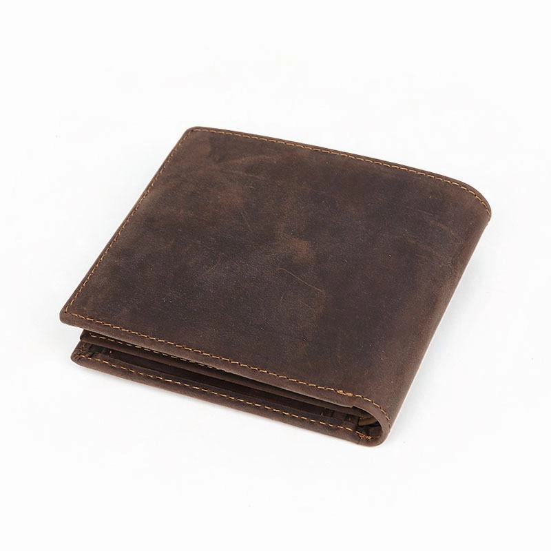 Vintage Bifold Leather Mens Wallet Small Wallet billfold Front Pocket Wallets for Men
