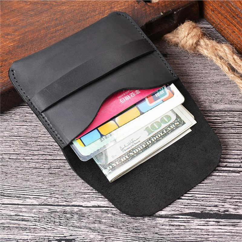 Vintage Brown Leather Men's Coin Holder Black Card Wallet Slim billfold Wallet For Men
