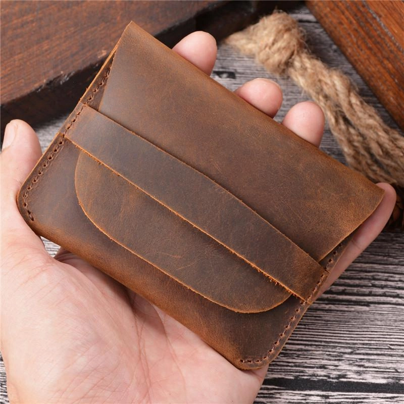 Vintage Brown Leather Men's Coin Holder Black Card Wallet Slim billfold Wallet For Men