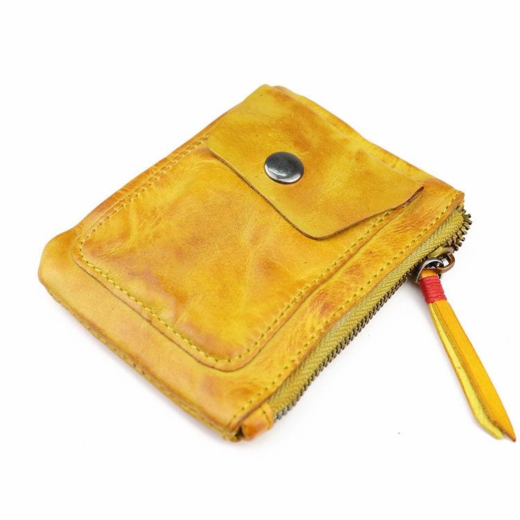 Vintage Brown Leather Men's Coin Wallet Black Small billfold Wallet For Men