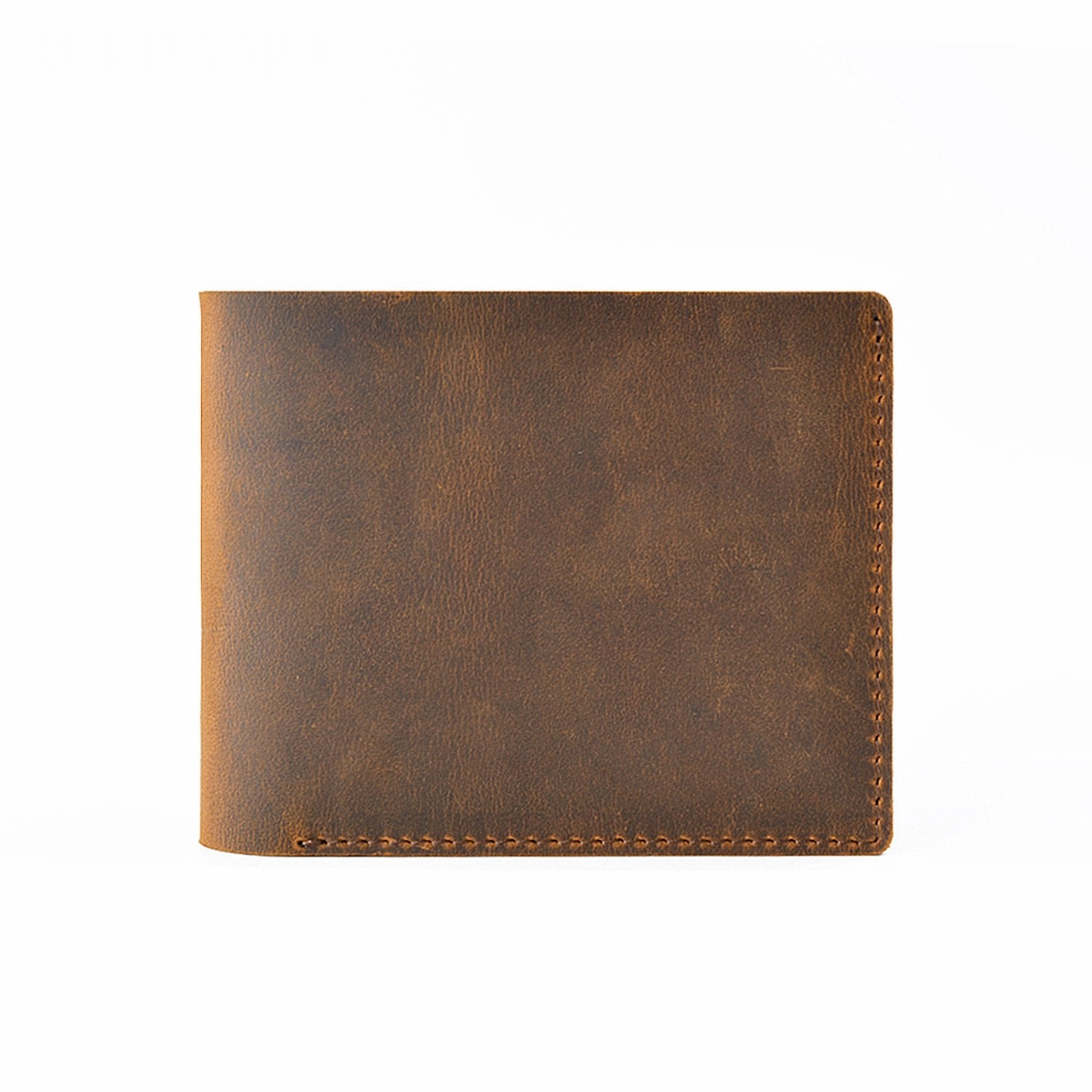 Vintage Brown Leather Men's Small Bifold Wallet Black Slim billfold Wallet For Men