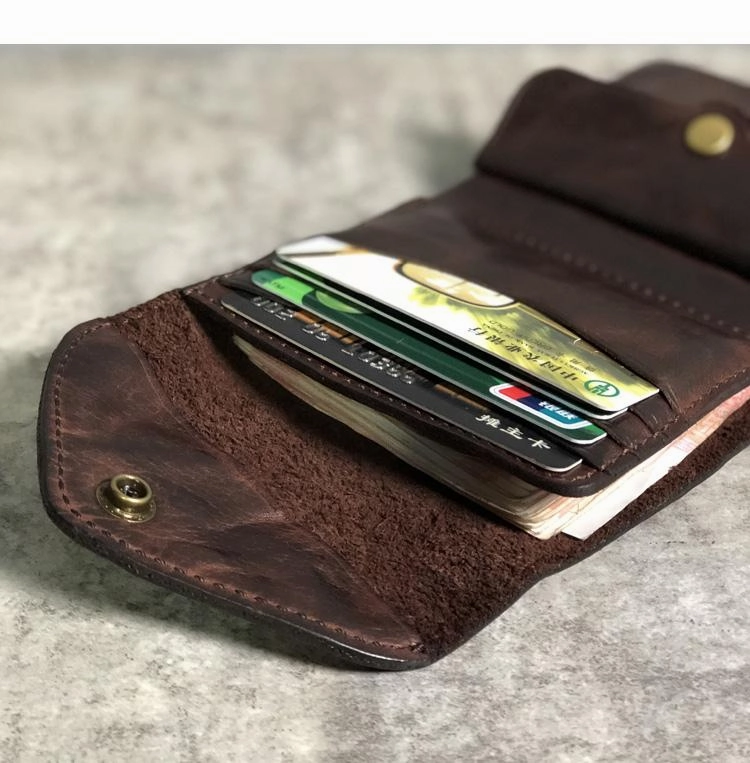 Vintage Genuine Leather Mens Billfold Brown Leather Wallet Front Pocket Wallet for Men