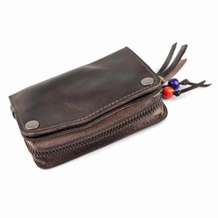 Vintage Leather Men's billfold Small Wallet Brown Key Wallet Card Wallet For Men