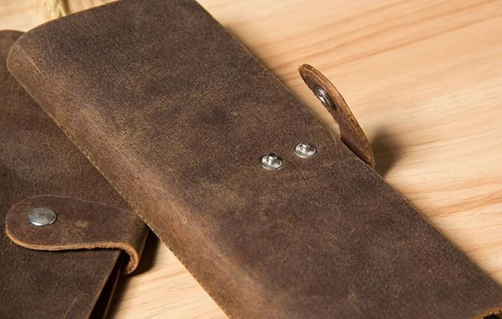 Vintage Leather Mens Bifold Card Wallet Long Wallet for Men