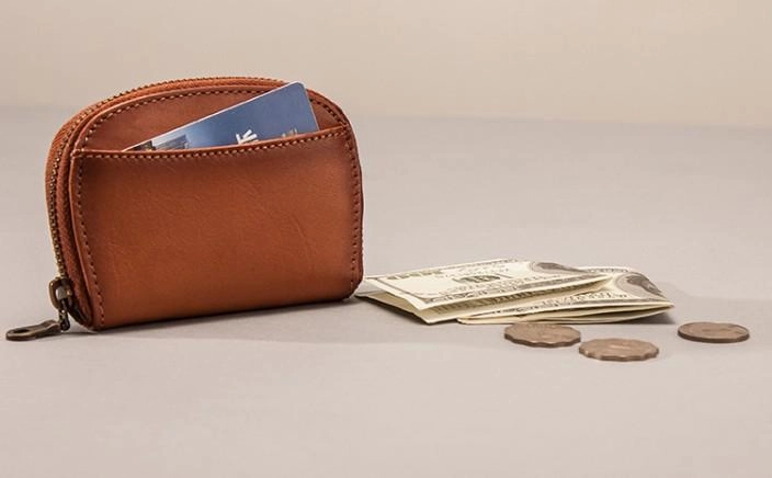 Vintage Leather Mens Small Wallet Zipper Card billfold Coin Wallet for Men