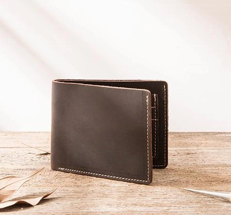 Vintage Leather Mens Small Wallets Bifold Slim billfold Front Pocket Wallet for Men