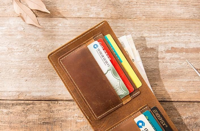 Vintage Leather Mens Small Wallets Bifold Slim billfold Front Pocket Wallet for Men