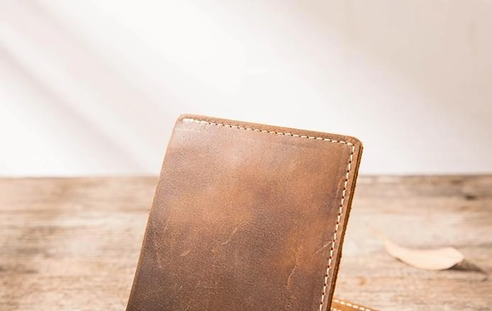 Vintage Leather Mens Small Wallets Bifold Slim billfold Front Pocket Wallet for Men