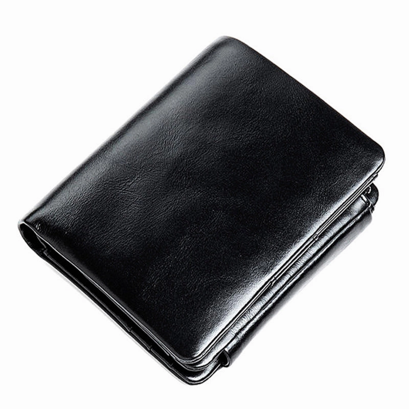 Vintage Mens Cool Small Leather Trifold Wallet Men billfold Zipper Wallets for Men