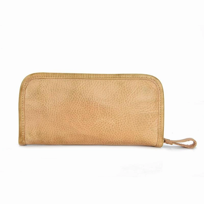 Vintage Mens Leather Long Zipper Wallets Blue Bifold Long Wallet Black Phone Wallet For Men