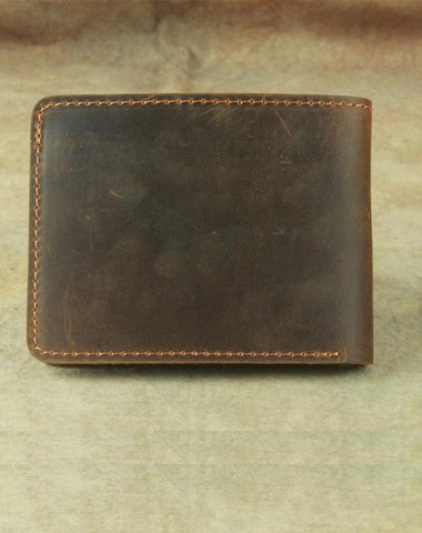 Vintage Mens Leather Slim Bifold Small Wallet Cool billfold Slim Small Wallet for Men