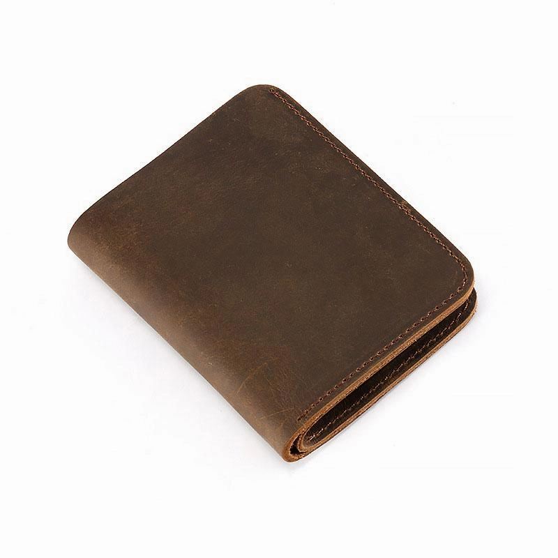 Vintage Mens Leather Slim Bifold Small Wallet Cool billfold Slim Small Wallet for Men