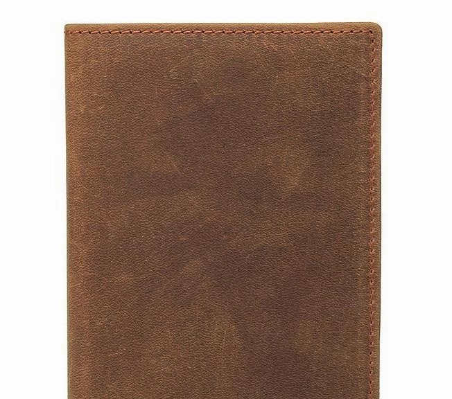 Vintage Mens Leather Small Slim Passport Wallets Bifold Long Wallet For Men