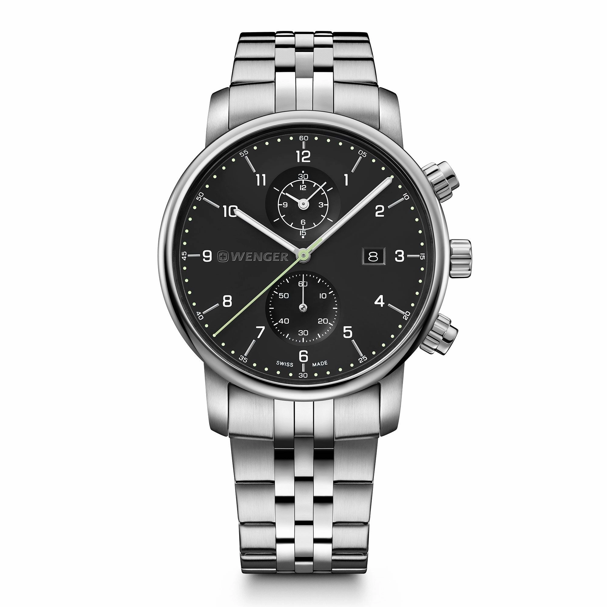 Wenger Urban Classic Chrono Black Dial Stainless Steel Watch 01.1743.122