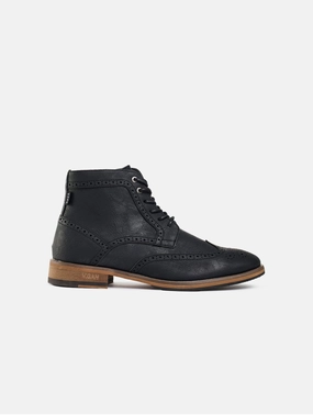 Wheat 2 Men's Vegan Leather Brogue Boots | Black