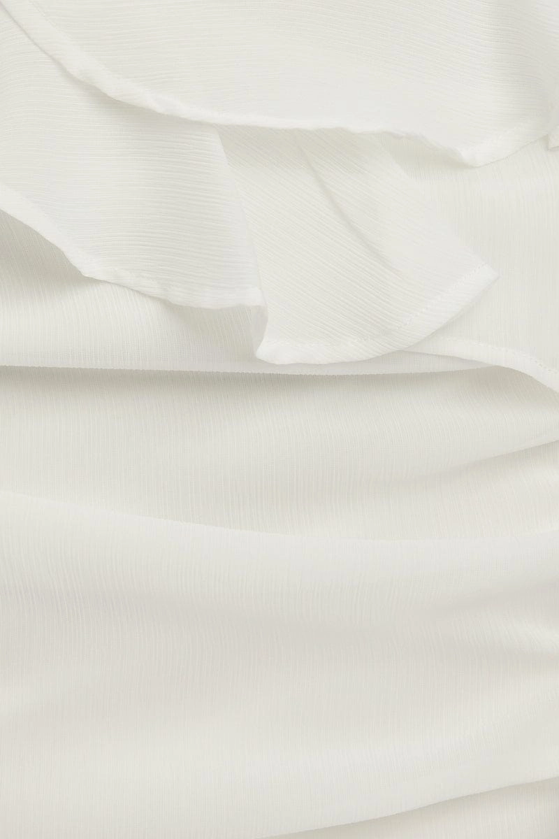 White Frill Detailed Ruched Skirt
