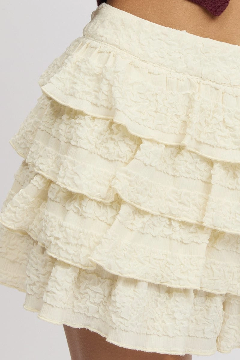 White Mini Skort Frilled