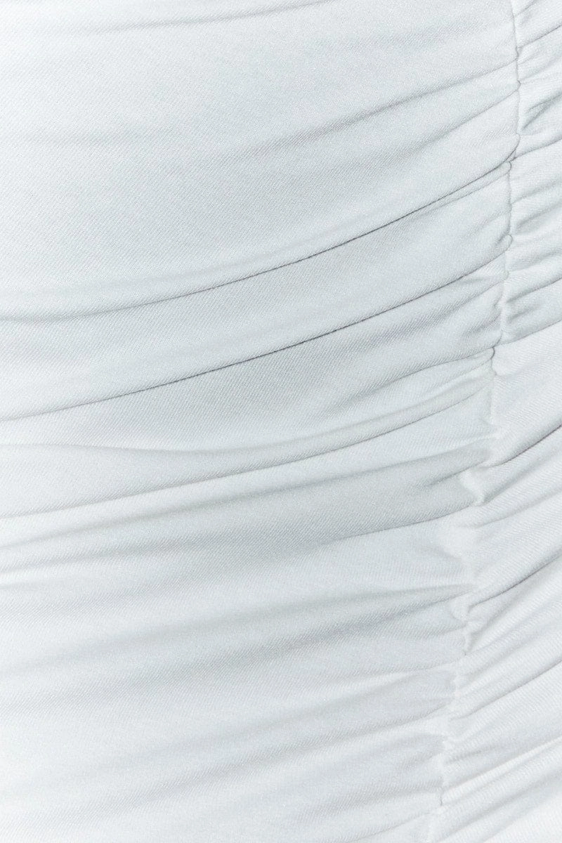 White Rib Front Slit Skinny Skirt