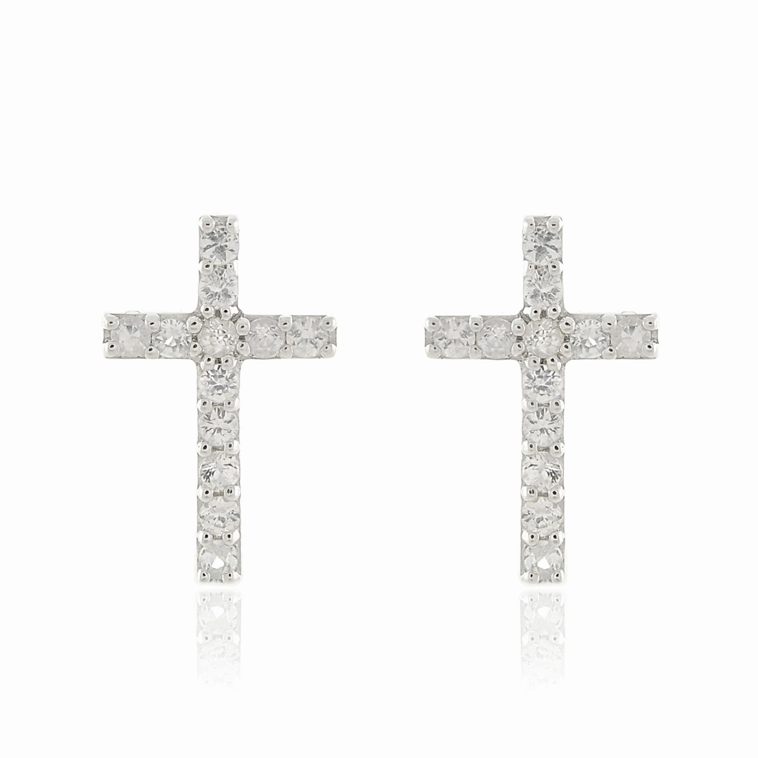White Sapphire Cross Earrings