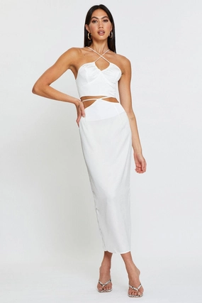 White Slip Skirt Maxi Satin