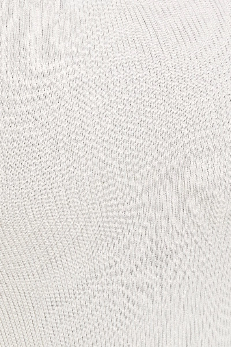 White Slit Knit Midi Skirt