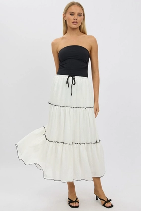 White Tiered Maxi Skirt
