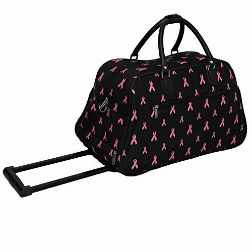 World Traveler 21-Inch Carry-On Rolling Duffel Bag, Pink Ribbon