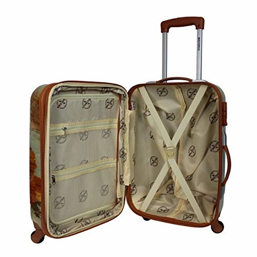 World Traveler Europe 2-Piece Carry-On Spinner Luggage Set with TSA Lock, Brown, One_Size
