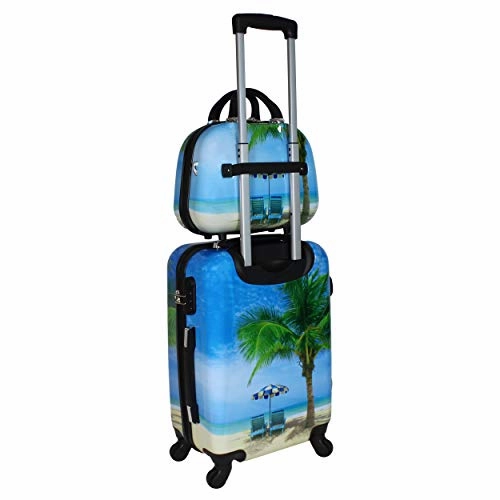 World Traveler Palm Tree Hardside 2-Piece Carry-On Spinner Luggage Set, One_Size