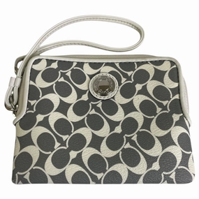 Wristlet Designer By Coach In Grey & White, Size:Small